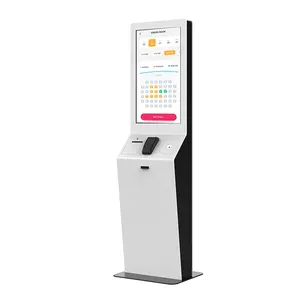 Dispenser tiket cek masuk interaktif 32 inci berdiri lantai mesin kios tiket layanan mandiri