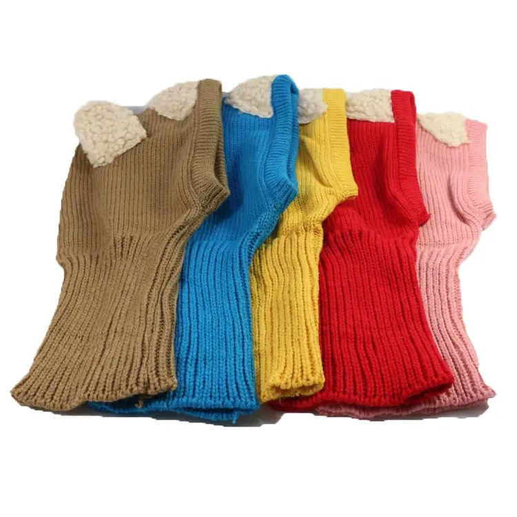 HZM-17786 Knitted Caps for Infant Boys Girls Hooded Earflap Neck Warmer Winter Baby Hat And Scarf