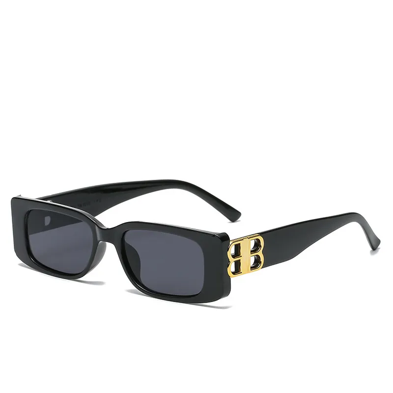 2023 Роскошные брендовые дизайнерские модные маленькие солнцезащитные очки в квадратной оправе ретро солнцезащитные очки цвета шампанского женские индивидуальные очки с буквой В