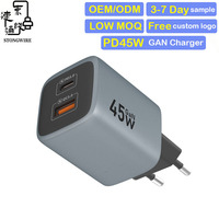 Chargeur rapide EU 45W PD GaN multi-ports, coque ignifuge pour PC, homologué CE, design pliable, écologique, compact, compatible avec les appareils photo