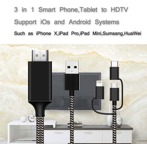 USB C Loại C <span class=keywords><strong>Micro</strong></span> USB Sét Để <span class=keywords><strong>HDMI</strong></span> 3 Trong 1 HDTV Adapter Gương Màn Hình Điện Thoại TV Đúc máy Chiếu - Product Image 4