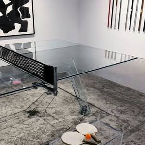 Table de <span class=keywords><strong>ping</strong></span>-<span class=keywords><strong>pong</strong></span> en verre trempé moderne de luxe, table de tennis de table professionnelle de designer pour villa haut de gamme, bureau, maison - Product Image 2