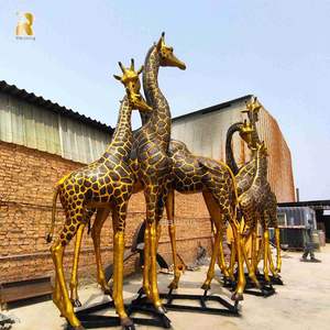 รูปปั้นทองสัมฤทธิ์รูปยีราฟสำหรับตกแต่งสวนกลางแจ้งขนาดเท่าชีวิตจริงออกแบบได้ตามต้องการ - Product Image 2