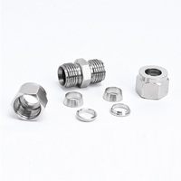 Sambungan Kompresi Ferrule Ganda Baja Tahan Karat 304 Cocok untuk Tabung OD 1/4" 1/16" 3/8" 1/2" Ideal untuk Sistem Hidrolik dan Kimia
