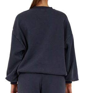 เสื้อสเวตเชิ้ตผู้หญิงทรงครอป คอวี แขนยาว ทรงหลวม สไตล์ฝรั่งเศส ผ้าเฟรนช์เทอร์รี่ สีพื้น คุณภาพสูง ดีไซน์เอฟเฟกต์สีแบบแอซิด - Product Image 6