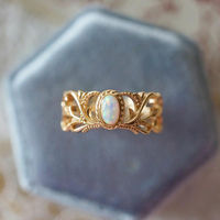 Bague vintage pour femme, style rétro, inspirée d'Instagram, en tungstène électroplaqué, avec motif floral en spirale et opale incrustée, de style japonais