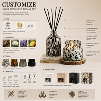 Diffuseur de parfum d'intérieur de luxe au design moderne avec fleurs séchées, bâtonnets diffuseurs et huiles essentielles pour la décoration de la maison et des hôtels