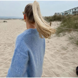 Áo len dệt kim dáng rộng mùa thu đông 2024, họa tiết tùy chỉnh, bán buôn, thời trang nữ - Product Image 2