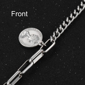 Bracelet en acier inoxydable avec pendentif pièce commémorative ronde tête de reine, bijoux pour hommes et femmes - Product Image 3