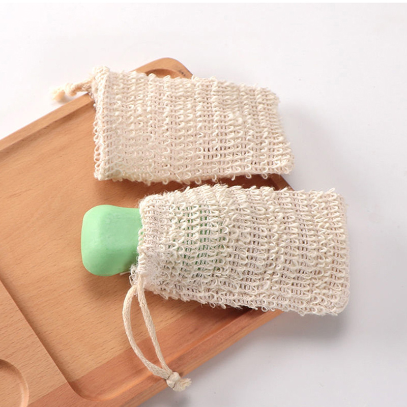 Zero Waste Plastic-free Soap Net Natural Sisal Cotton Linen Soap Saver Bag for Foaming and Drying the Soap Massage Peeling