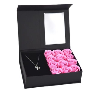 Scatola regalo fiore quadrato di san valentino finestra aperta e copertura 6 scatola di fiori anello pendente orecchino portagioie - Product Image 1