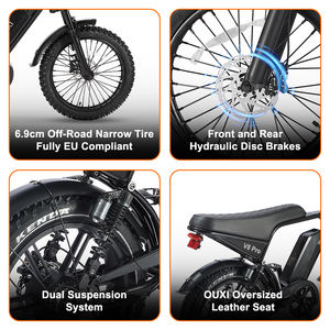 Vélo électrique OUXI à pneus larges de 20 pouces, 48V 250W, VTT électrique avec batterie au lithium amovible, freins à disque hydrauliques pour adultes - Product Image 3