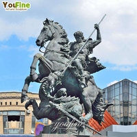 Statue Antique en Bronze vert de taille personnalisée St George slayer the Dragon Sculpture