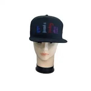 Flat Short Brim Snapback Hat Elastic Back Embroidery Logo Luminous LED Cap APP Custom Words LED Message Caps and hat