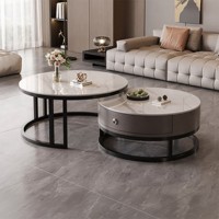 Table basse de style Mid-Century haut de gamme avec tiroir, table d'appoint minimaliste pour canapé, ensemble écologique pour petits espaces domestiques et salons