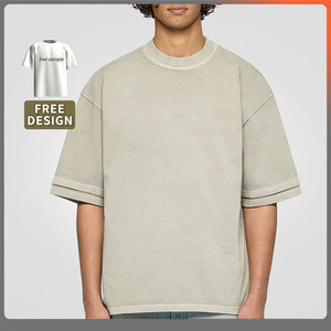 Maglietta da uomo oversize 300 Gsm in cotone pesante T-Shirt a costine bianche da uomo - Product Image 2