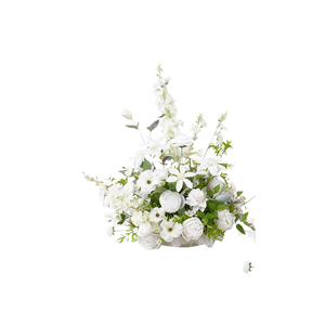 Arche de fleurs artificielles personnalisables en gypsophile, chemin de table floral, centres de table artificiels en roses pour la décoration de table de mariage - Product Image 1