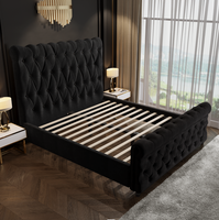 Lit rembourré en cuir avec rangement double, tête de lit haute, lit simple, double, luxe, matrimonial, king size, lit à vérin à gaz, échantillon gratuit