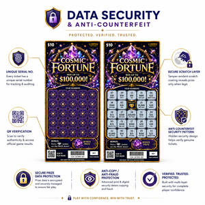 Custom CMYK Digital Printing Offset <b>Paper</b> Game Security Design <b>Patterns</b> Scratch Win Lottery Real Lottery Scratch Ticket - Product Image 3