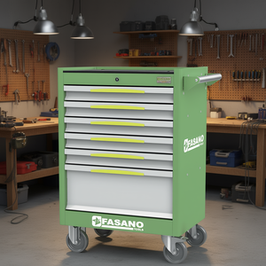 Fasano Tools Rolling Tool Cabinet 6 <b>Drawer</b> Green Metal Workshop Storage Cart with Wheels and <b>Lockable</b> <b>Drawers</b> - Product Image 3