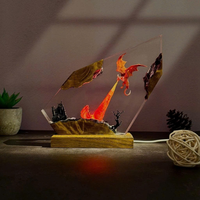 Lámpara Nocturna Decorativa 3D de Resina Epoxi con Cristal, Modelo Dragón