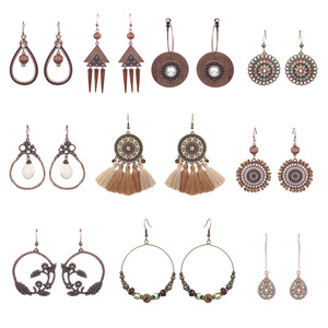 Wooden Bohemian <b>Drop</b> Earrings With Tassel Imitation Pearl Antique <b>Bronze</b> Plated For Women Party Fashion Jewelry - Product Image 5