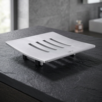 Suporte Moderno para Sabonete Líquido com Ventosa, em Alumínio Fundido Níquel Escovado, para Banheiros e Hotéis – Cesto de Metal Elegante