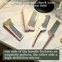Miroir peigne en métal pliable, mini miroir en métal, conception de logo personnalisé, cadeaux promotionnels