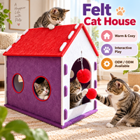 Maison pour chat cylindrique en feutre double couche, condo multi-chats avec lit supérieur, abri intérieur pour animaux de compagnie, couleur personnalisée, vente en gros