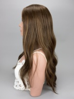Peluca Brasileña de Cabello Humano con Nudos Judíos, Ondas Suaves, Color Marrón con Reflejos, Top de Encaje HD, Pequeña, 180% de Densidad, para Uso Diario Femenino