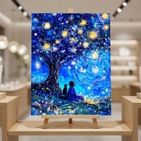 Peinture Diamant 5D à Pointillage Complet, Motif Nuit Étoilée, Arbre Magique, Fille, Chat, Paysage au Clair de Lune, Kit d'Art DIY pour Décoration Murale