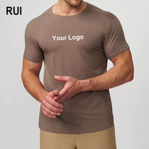Camiseta Deportiva RUIQUWIN para Hombre, con Logotipo Personalizado, Corte Ajustado, Color Sólido, Verano, Suave, Alta Elasticidad, Secado Rápido, Transpirable, Manga Corta - Product Image 1