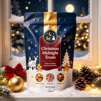 Sachet d'emballage refermable à fermeture éclair, résistant à l'humidité, à thème de Noël, pour noix, chocolats, biscuits, cadeaux et bonbons