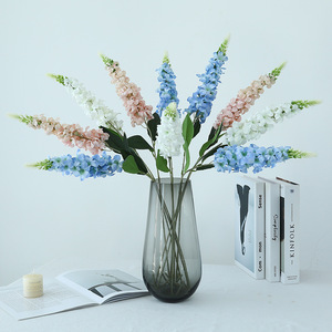 Fleur de Delphinium en Soie, Branche Unique, Rose Clair, Violet, Bleu, Blanc, Décoration d'Intérieur, Accessoires de Photographie Extérieure - Product Image 4