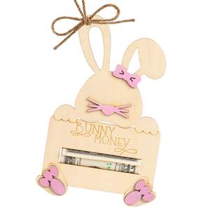 Porte-cartes créatif en bois de Pâques, lapin de Pâques populaire transfrontalier, avec étiquette de panier - Product Image 3