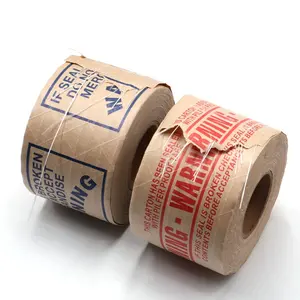 Logo print Reinforced brown water activated fiberglass kraft paper adhesive tape for Carton Packing