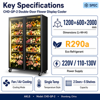 Réfrigérateur commercial vertical pour fleurs fraîches, vitrine de fleuriste avec étagères réglables, vente chaude