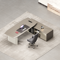 Bureau de direction ergonomique modulaire en forme de L avec rangement ouvert multifonctionnel, taille personnalisable pour usage professionnel