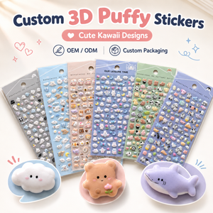Pegatinas 3D <span class=keywords><strong>Personalizadas</strong></span> de Dibujos Animados, <span class=keywords><strong>Etiquetas</strong></span> Animadas de Plástico Kawaii <span class=keywords><strong>para</strong></span> Diarios, Agendas, Álbumes de Recortes, Embalaje de Regalos, Venta al Por Mayor - Product Image 1