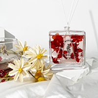 Bouteille en verre transparente personnalisée parfum huile essentielle roseau arôme roseau diffuseur ensembles parfum diffuseur parfumé avec fleur séchée