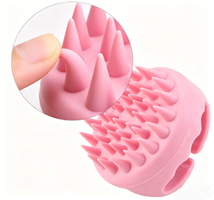 Brosse à shampooing en silicone portable pour le massage du cuir chevelu, avec des dents longues et courtes pour les soins capillaires - Product Image 4
