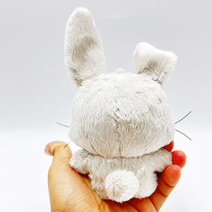 कस्टम ओएम छोटे 10 सेमी ग्रे स्टंड मोड़ कान के साथ लंबे कान के साथ सींग का बना हुआ खिलौना खरगोश - Product Image 4