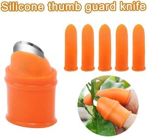 Outil de coupe pour plantes et légumes, couteau à pouce, gant de coupe, orange, en silicone élastique et acier inoxydable, léger, OEM - Product Image 2