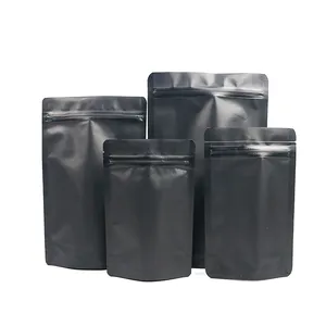 Wholesale Foil Laminated All Black Doypack Custom Printed Zip Resealable Smell Proof Ziplock 3.5 Mylar Bags