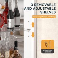 SENYU Meuble Bar d'Angle Haut et Moderne avec Éclairage LED, Miroir, Étagère Réglable, Support à Verres et Cadre en Acier