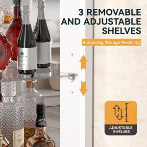 SENYU Meuble Bar d'Angle Haut et Moderne avec Éclairage LED, Miroir, Étagère Réglable, Support à Verres et Cadre en Acier - Product Image 6