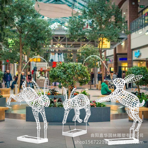 Stainless Steel Wrought Iron Rabbit Sculpture Outdoor Garden Decoration Animal Wire Mesh Figure Floor Mount <b>Easter</b> <b>Ornament</b> - Product Image 2