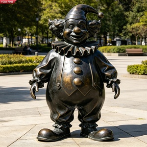 YOUFINE Statue de Clown en Bronze Grandeur Nature, Sculpture de Bouffon à Patine Antique pour Parc d'Attractions et Jardin - Product Image 3