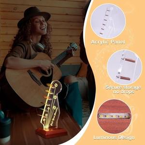 Light up Guitar Pick <b>Holder</b> LED Headstock Shaped Wooden Acrylic <b>Holder</b> USB Powered for Guitar Pick Storage Guitar Accessories - Product Image 2