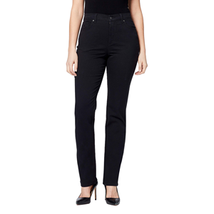 Jean en denim uni coupe droite Amanda pour femme Gloria Vanderbilt, nylon/coton, délavage moyen, longueur complète - Product Image 1
